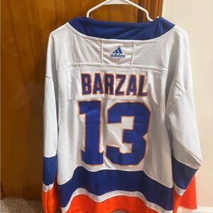 Adidas New York Islanders Barzal White and Blue Hockey Jersey